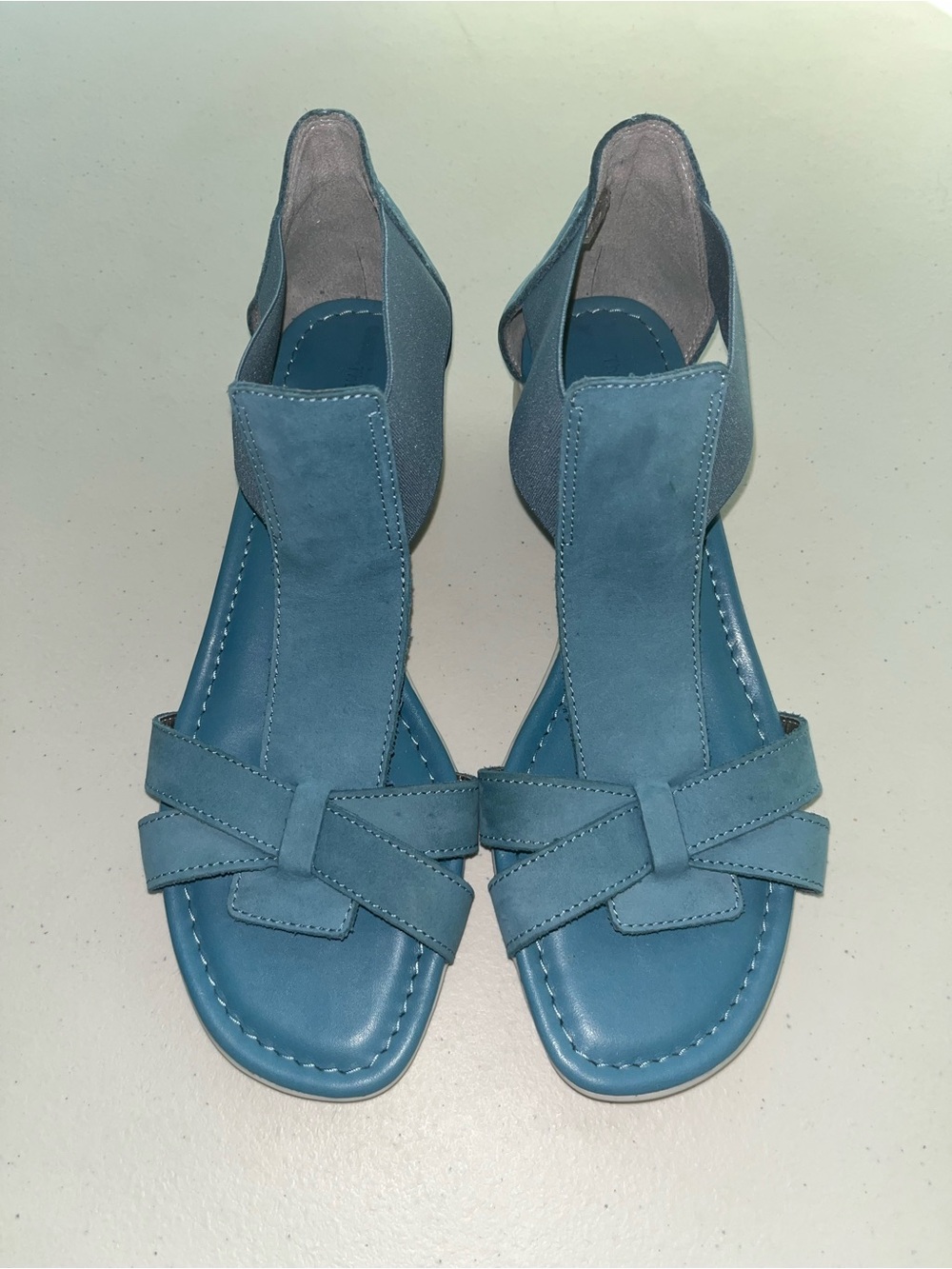 THE FLEXX Teal Blue Suede & Leather Open-Toe Sandals